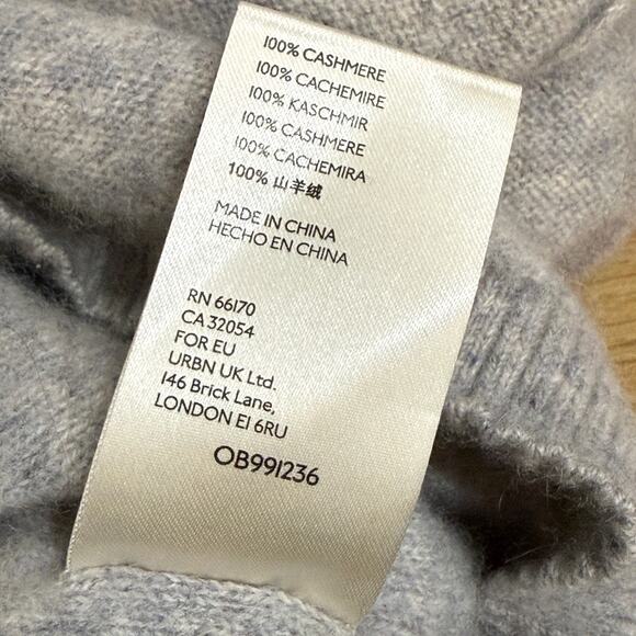 FREE PEOPLE So Low So High Cashmere Sweater Size M Grey Turtleneck Cropped - Picture 10 of 11